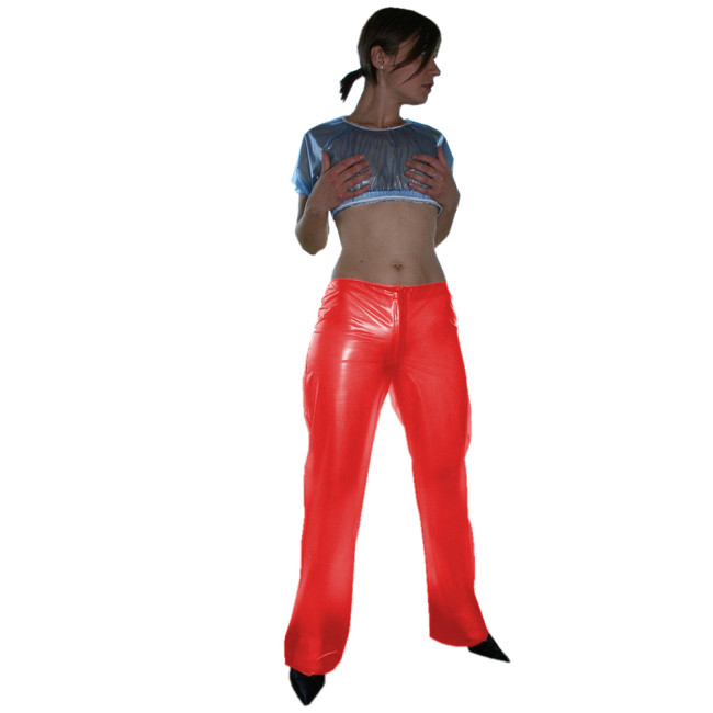 Clear PVC Pants Women Transparent Wide Leg High Waist Pant Waterproof PVC Plastic Loose Long Individuality Trousers S-7XL
