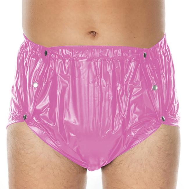 Sexy PVC Shiny Briefs Exotic Lingerie Wetlook Button-up Sissy Knicker Novelty Party Club Cosplay Panties Elastic Waist Underpant