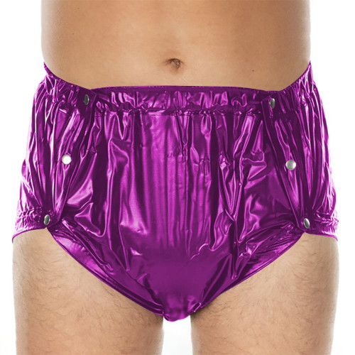 Sexy PVC Shiny Briefs Exotic Lingerie Wetlook Button-up Sissy Knicker Novelty Party Club Cosplay Panties Elastic Waist Underpant