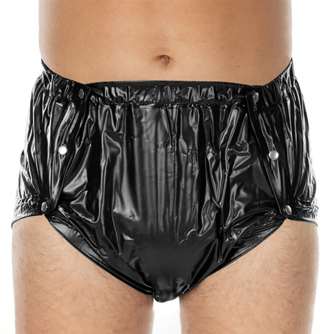Sexy PVC Shiny Briefs Exotic Lingerie Wetlook Button-up Sissy Knicker Novelty Party Club Cosplay Panties Elastic Waist Underpant