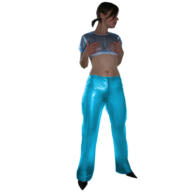 Clear PVC Pants Women Transparent Wide Leg High Waist Pant Waterproof PVC Plastic Loose Long Individuality Trousers S-7XL