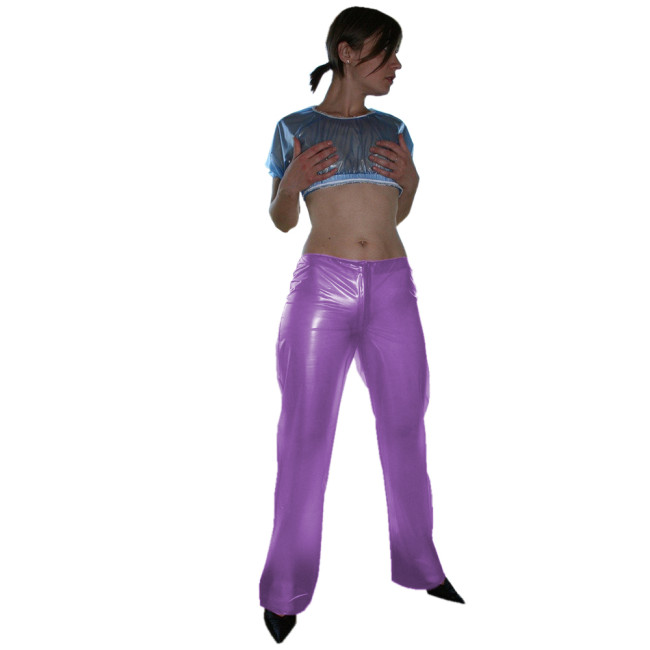 Clear PVC Pants Women Transparent Wide Leg High Waist Pant Waterproof PVC Plastic Loose Long Individuality Trousers S-7XL
