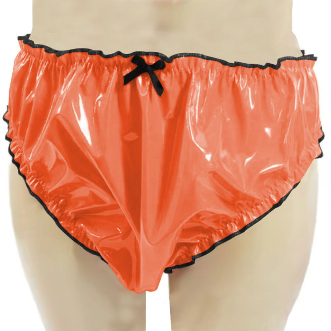 Womens Patent Leather Open Crotch Panties Wetlook Sexy Briefs Sissy Lingerie V-Back Latex Look Thongs with Bow Underwear  7XL