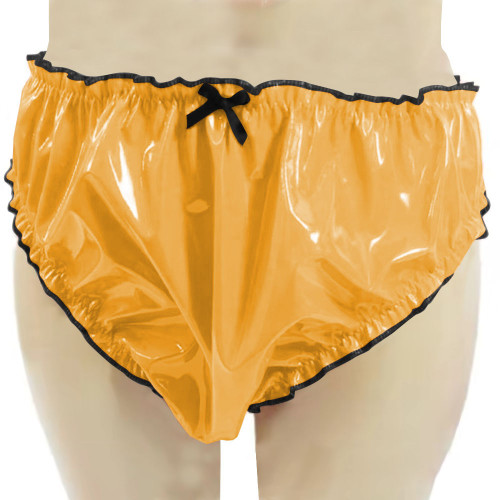 Womens Patent Leather Open Crotch Panties Wetlook Sexy Briefs Sissy Lingerie V-Back Latex Look Thongs with Bow Underwear  7XL