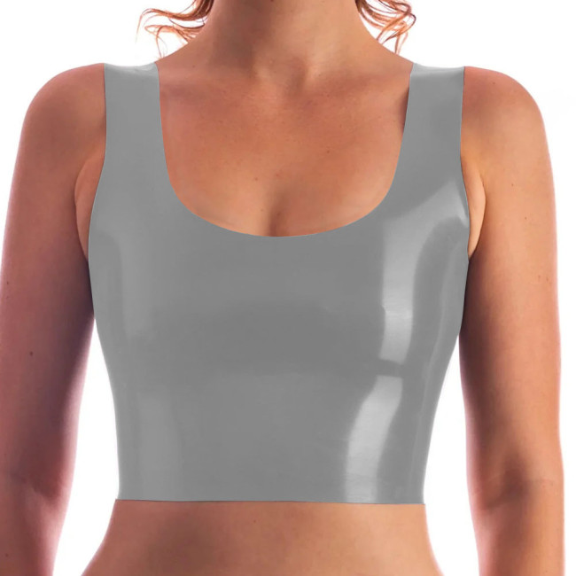 Vinyl PVC Leather Women Sexy Short Tops Ladies Pink Black Sleeveless Vests Exotic Tanks Nightclub Casual Streetwear Plus Size7XL