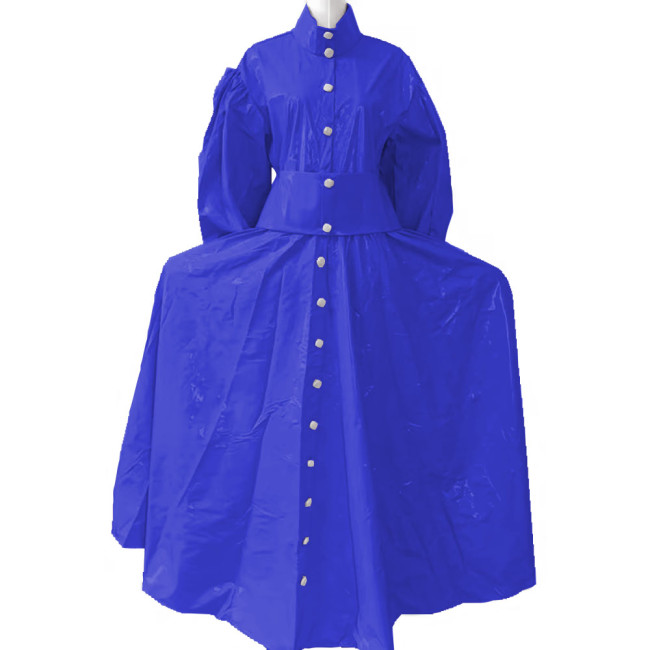 New Women Elegant Long Dress PVC Leather Long Sleeve Maxi Dress Button Up PU Leather Loose Casual Dress Oversized Retro Clothing