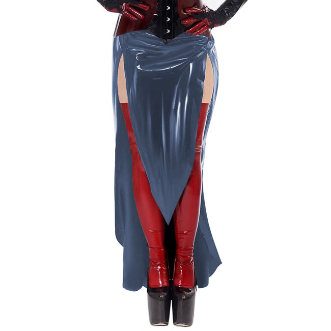 Gothic Sexy Wetlook Open Ass Skirt High Waisted PVC Leather Slim Long Skirt Exotic Split Spanking Skirts Nightclub Erotic Skirts