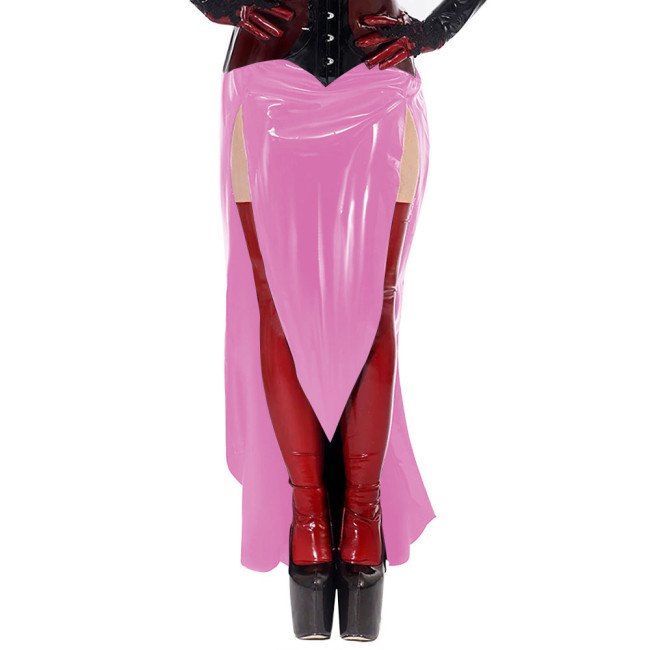 Gothic Sexy Wetlook Open Ass Skirt High Waisted PVC Leather Slim Long Skirt Exotic Split Spanking Skirts Nightclub Erotic Skirts