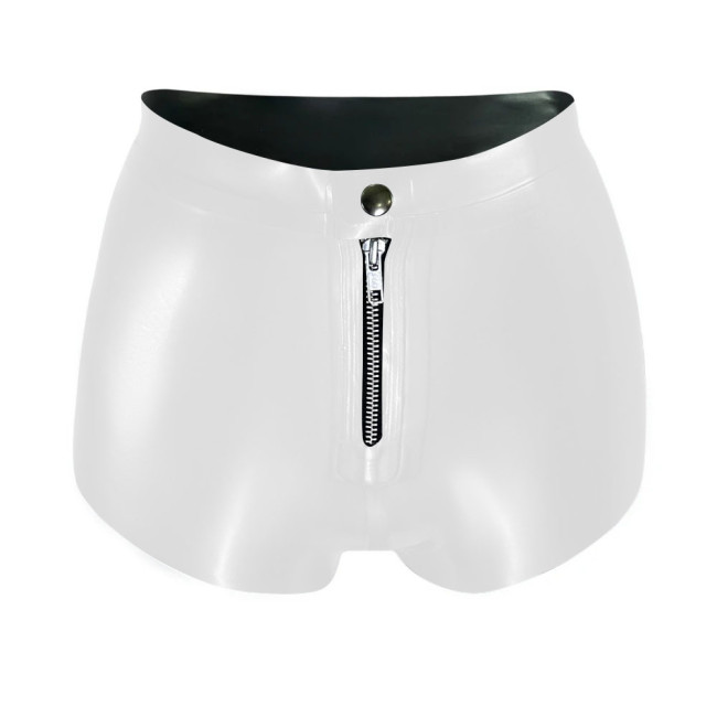 Women High Wasit Glossy Patent Leather Shorts Female Sexy Wet Look Zipper Front Hot Pants High Street PVC Shiny Shorts Clubwear