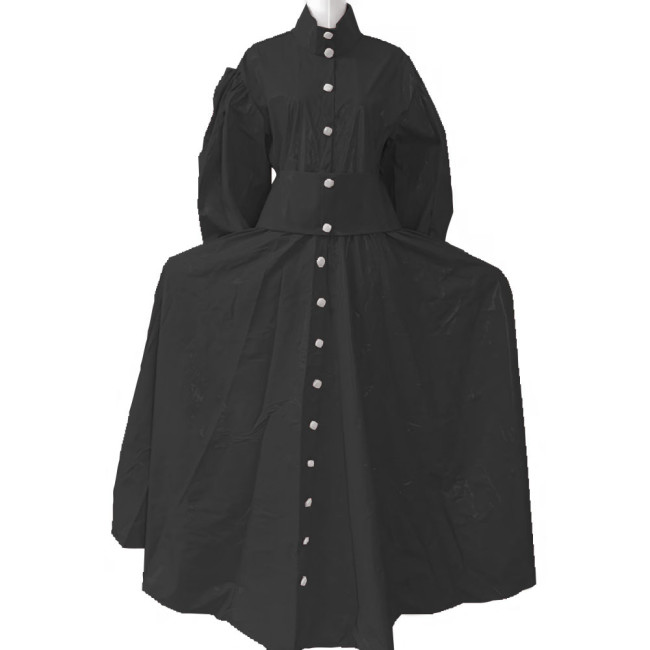 New Women Elegant Long Dress PVC Leather Long Sleeve Maxi Dress Button Up PU Leather Loose Casual Dress Oversized Retro Clothing