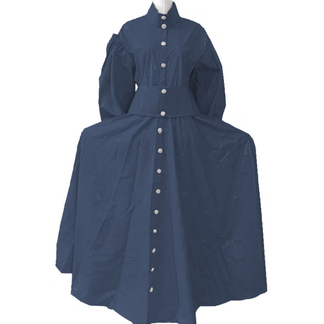 New Women Elegant Long Dress PVC Leather Long Sleeve Maxi Dress Button Up PU Leather Loose Casual Dress Oversized Retro Clothing