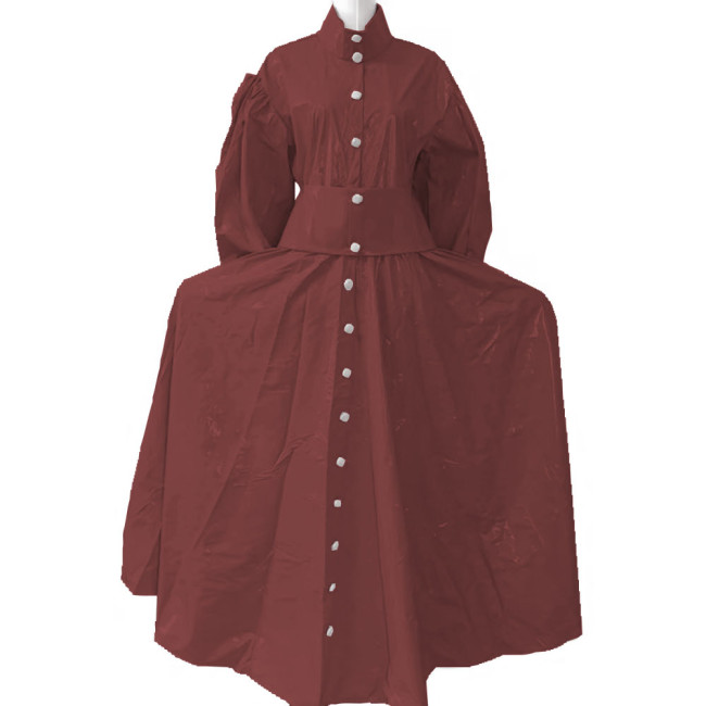 New Women Elegant Long Dress PVC Leather Long Sleeve Maxi Dress Button Up PU Leather Loose Casual Dress Oversized Retro Clothing