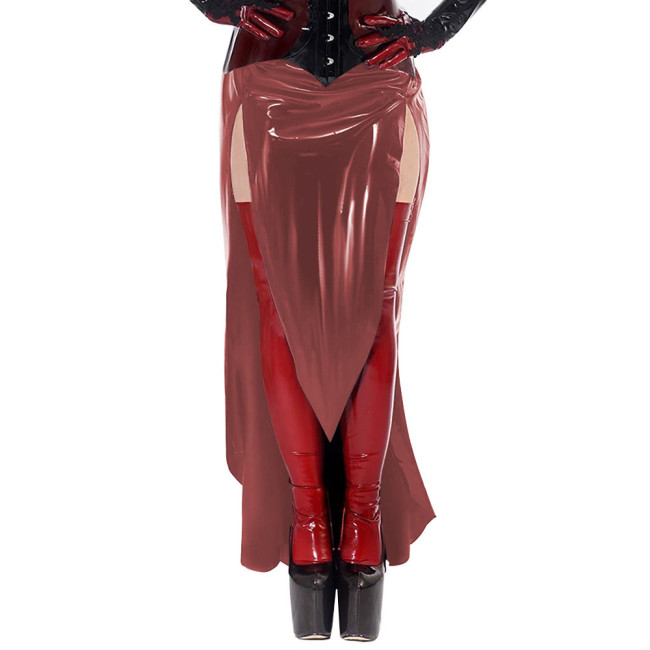 Gothic Sexy Wetlook Open Ass Skirt High Waisted PVC Leather Slim Long Skirt Exotic Split Spanking Skirts Nightclub Erotic Skirts