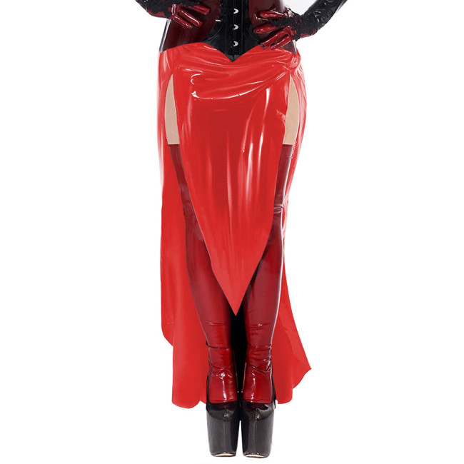 Gothic Sexy Wetlook Open Ass Skirt High Waisted PVC Leather Slim Long Skirt Exotic Split Spanking Skirts Nightclub Erotic Skirts