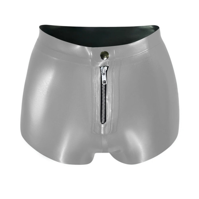 Women High Wasit Glossy Patent Leather Shorts Female Sexy Wet Look Zipper Front Hot Pants High Street PVC Shiny Shorts Clubwear