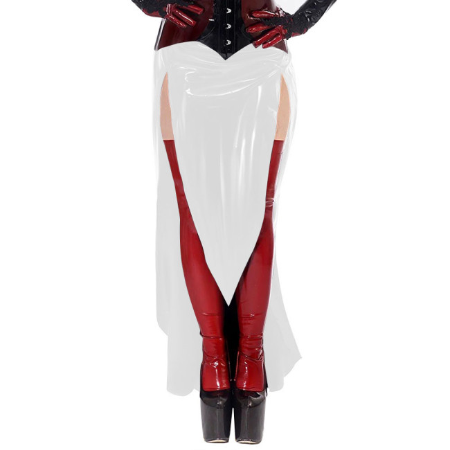 Gothic Sexy Wetlook Open Ass Skirt High Waisted PVC Leather Slim Long Skirt Exotic Split Spanking Skirts Nightclub Erotic Skirts