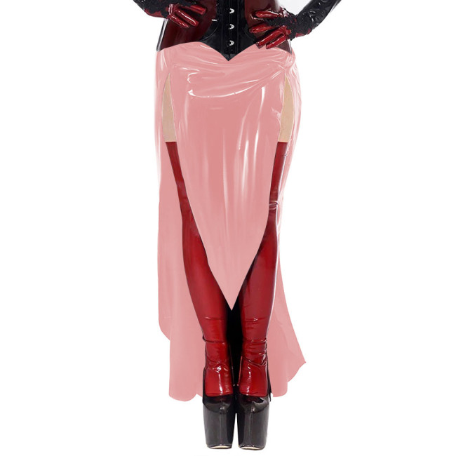 Gothic Sexy Wetlook Open Ass Skirt High Waisted PVC Leather Slim Long Skirt Exotic Split Spanking Skirts Nightclub Erotic Skirts