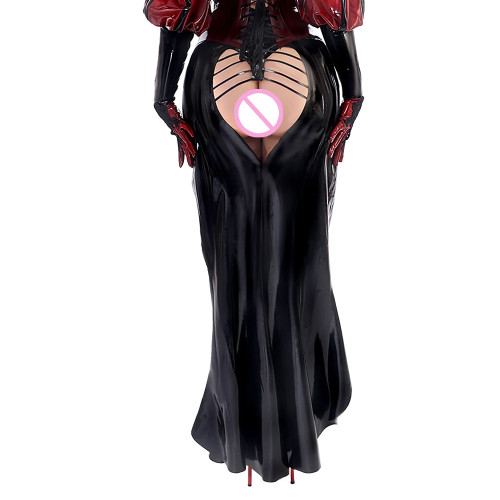 Gothic Sexy Wetlook Open Ass Skirt High Waisted PVC Leather Slim Long Skirt Exotic Split Spanking Skirts Nightclub Erotic Skirts