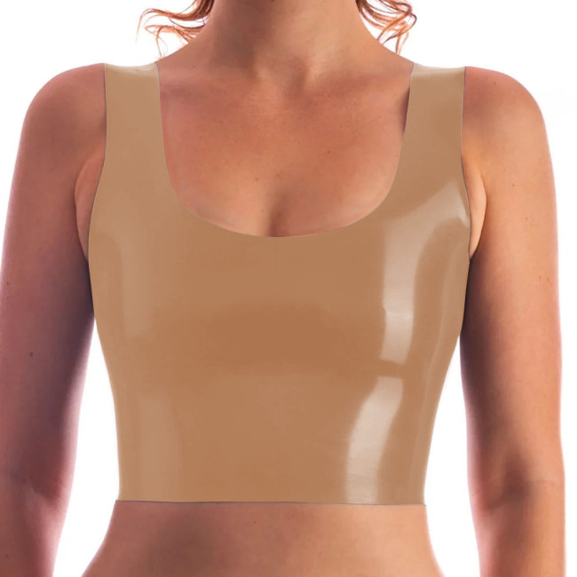 Vinyl PVC Leather Women Sexy Short Tops Ladies Pink Black Sleeveless Vests Exotic Tanks Nightclub Casual Streetwear Plus Size7XL