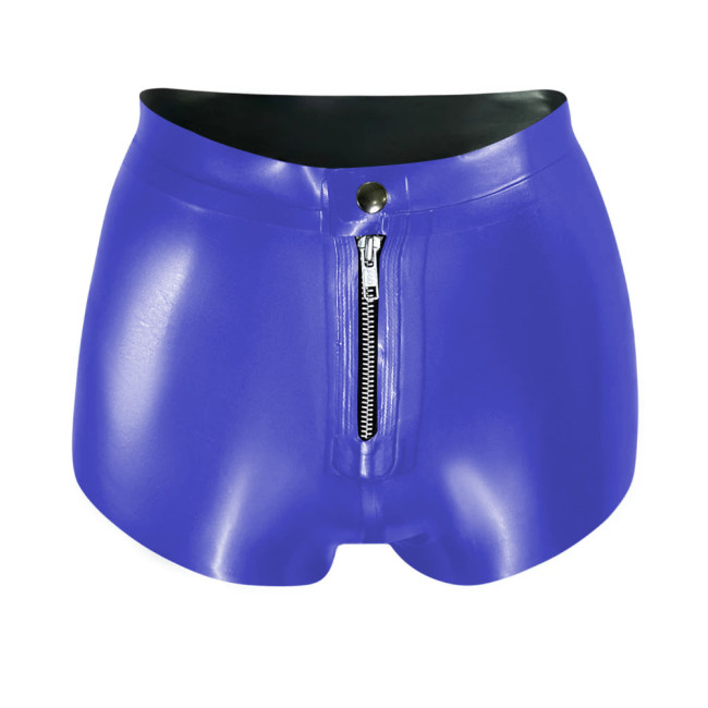 Women High Wasit Glossy Patent Leather Shorts Female Sexy Wet Look Zipper Front Hot Pants High Street PVC Shiny Shorts Clubwear