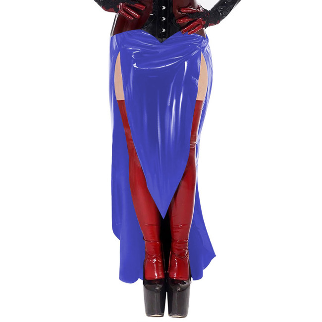Gothic Sexy Wetlook Open Ass Skirt High Waisted PVC Leather Slim Long Skirt Exotic Split Spanking Skirts Nightclub Erotic Skirts