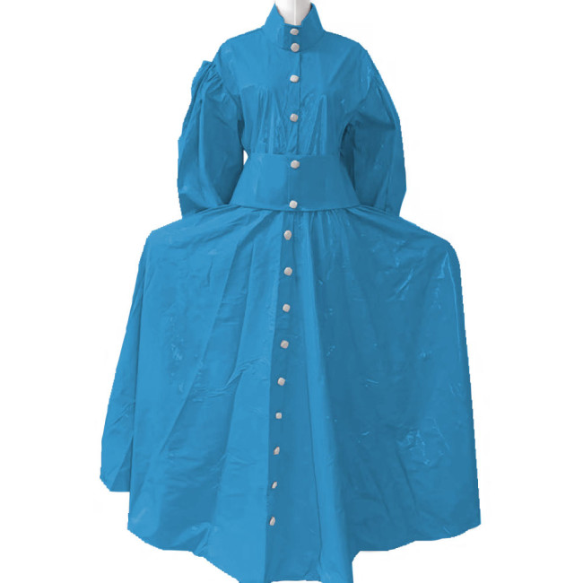 New Women Elegant Long Dress PVC Leather Long Sleeve Maxi Dress Button Up PU Leather Loose Casual Dress Oversized Retro Clothing