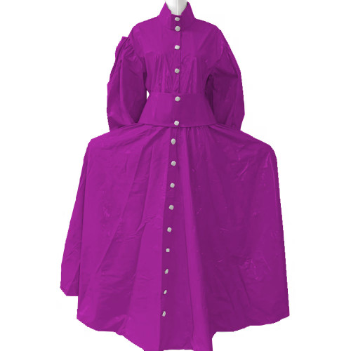 New Women Elegant Long Dress PVC Leather Long Sleeve Maxi Dress Button Up PU Leather Loose Casual Dress Oversized Retro Clothing