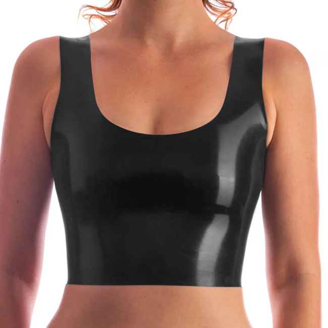 Vinyl PVC Leather Women Sexy Short Tops Ladies Pink Black Sleeveless Vests Exotic Tanks Nightclub Casual Streetwear Plus Size7XL