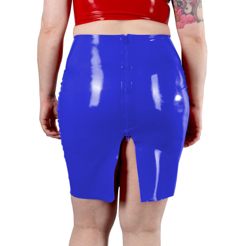 Vinyl Faux Leather Skirts Back Split Skirts for Women with Zipper Exotic Cosplay Costumes Slim Pencil Skirt Clubwear Plus Size