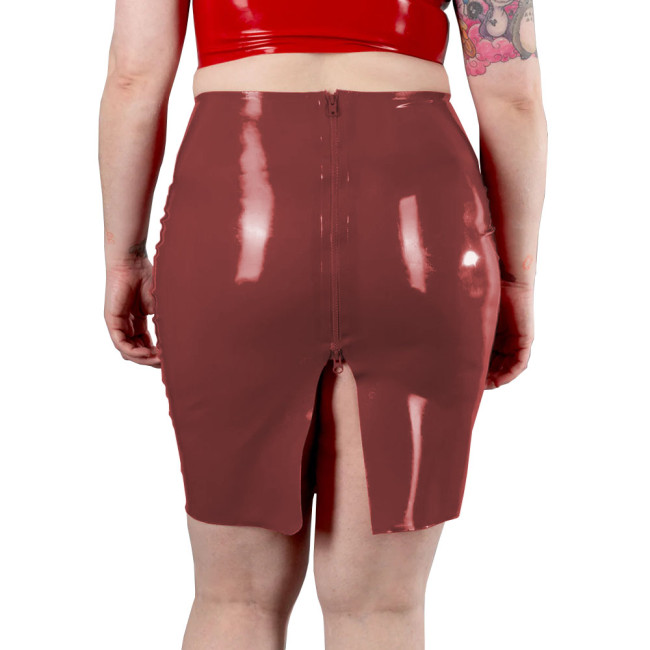 Vinyl Faux Leather Skirts Back Split Skirts for Women with Zipper Exotic Cosplay Costumes Slim Pencil Skirt Clubwear Plus Size