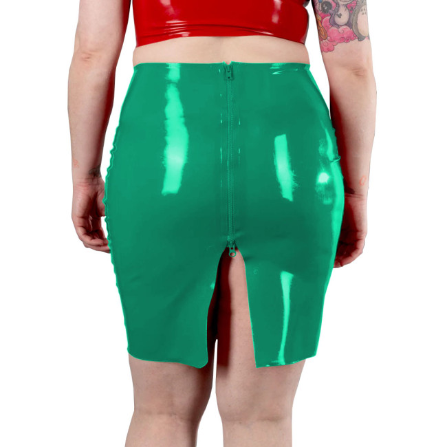 Vinyl Faux Leather Skirts Back Split Skirts for Women with Zipper Exotic Cosplay Costumes Slim Pencil Skirt Clubwear Plus Size