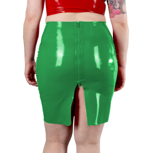 Vinyl Faux Leather Skirts Back Split Skirts for Women with Zipper Exotic Cosplay Costumes Slim Pencil Skirt Clubwear Plus Size