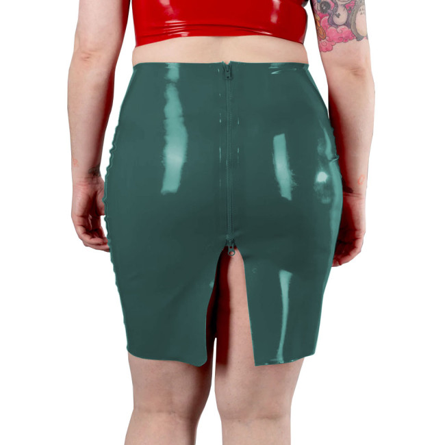Vinyl Faux Leather Skirts Back Split Skirts for Women with Zipper Exotic Cosplay Costumes Slim Pencil Skirt Clubwear Plus Size