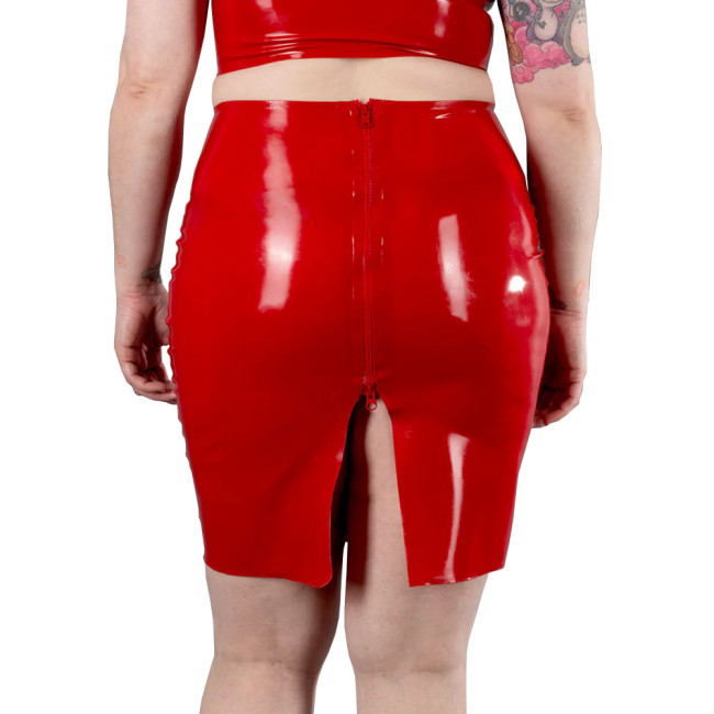 Vinyl Faux Leather Skirts Back Split Skirts for Women with Zipper Exotic Cosplay Costumes Slim Pencil Skirt Clubwear Plus Size