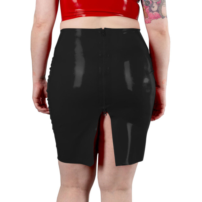 Vinyl Faux Leather Skirts Back Split Skirts for Women with Zipper Exotic Cosplay Costumes Slim Pencil Skirt Clubwear Plus Size