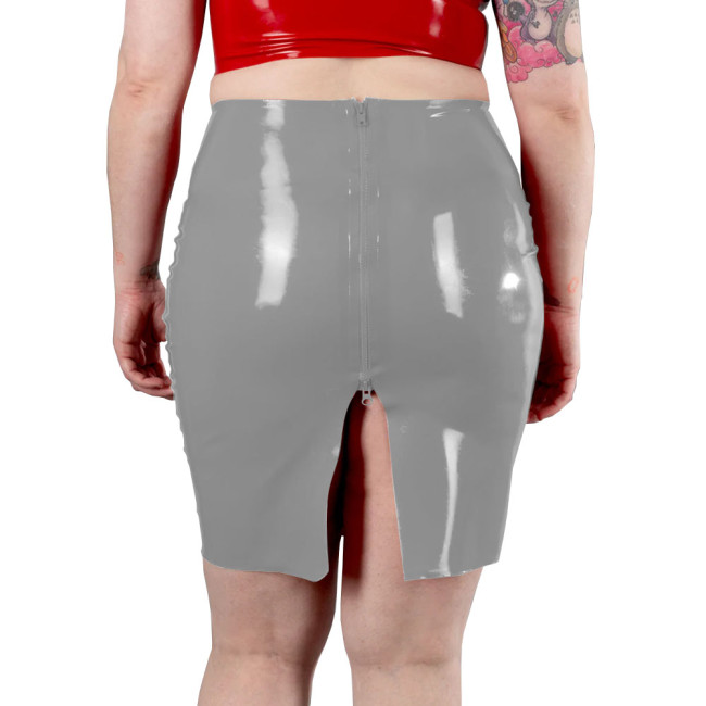 Vinyl Faux Leather Skirts Back Split Skirts for Women with Zipper Exotic Cosplay Costumes Slim Pencil Skirt Clubwear Plus Size