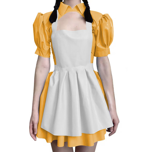 Alice in Wonderland Cosplay Costume PVC Leather Lolita Dress Maid Apron Fantasia Carnival Halloween Costumes Masquerade Party