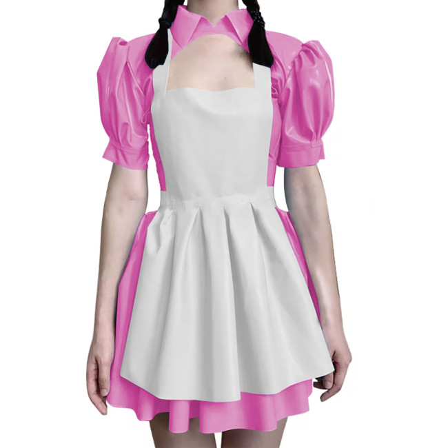 Alice in Wonderland Cosplay Costume PVC Leather Lolita Dress Maid Apron Fantasia Carnival Halloween Costumes Masquerade Party