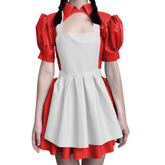 Alice in Wonderland Cosplay Costume PVC Leather Lolita Dress Maid Apron Fantasia Carnival Halloween Costumes Masquerade Party