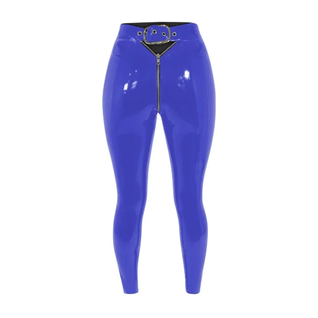 Sexy Punk High Waist PVC Leather Leggings Wetlook Stretch Long Pencil Pants Women Zipper Open Crotch Hollow Bodycon Trousers