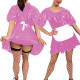 Women Sexy Faux Latex French Maid Dress Halloween Sweet Lolita Cosplay with Apron A-line Mini Dress Maidservant Waitress Costume