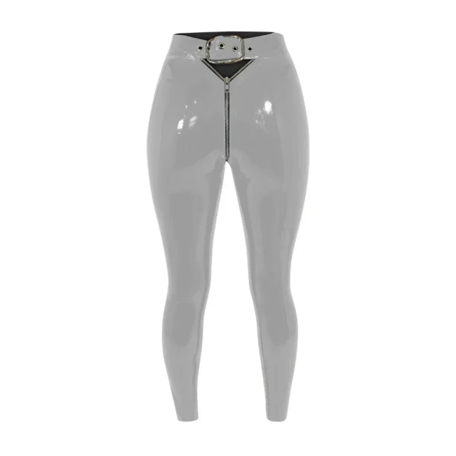 Sexy Punk High Waist PVC Leather Leggings Wetlook Stretch Long Pencil Pants Women Zipper Open Crotch Hollow Bodycon Trousers