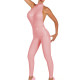 Sleeveless PVC Jumpsuit Wetlook Zipper Back Catsuit Latex Look Bodysuit Shiny PU Leather Cosplay Jumpsuit Leotard Tight Unitard