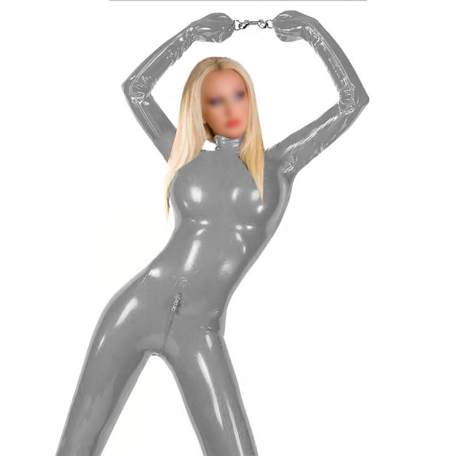 Women Sexy Latex Look Zentai Catsuit Erotic Lingerie Gay Fetish Wear Cosplay Zipper Open Crotch PVC Leather Bondage Bodysuit 7xl