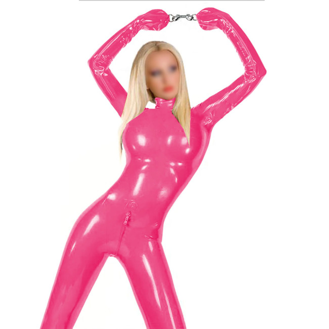 Women Sexy Latex Look Zentai Catsuit Erotic Lingerie Gay Fetish Wear Cosplay Zipper Open Crotch PVC Leather Bondage Bodysuit 7xl