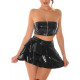 2 Piece Outfits Wrapping Top and A-line Skirt Set Vinyl PVC Leather Sexy Costume Party Club Mini Dress Casual Fashion Summer 7XL