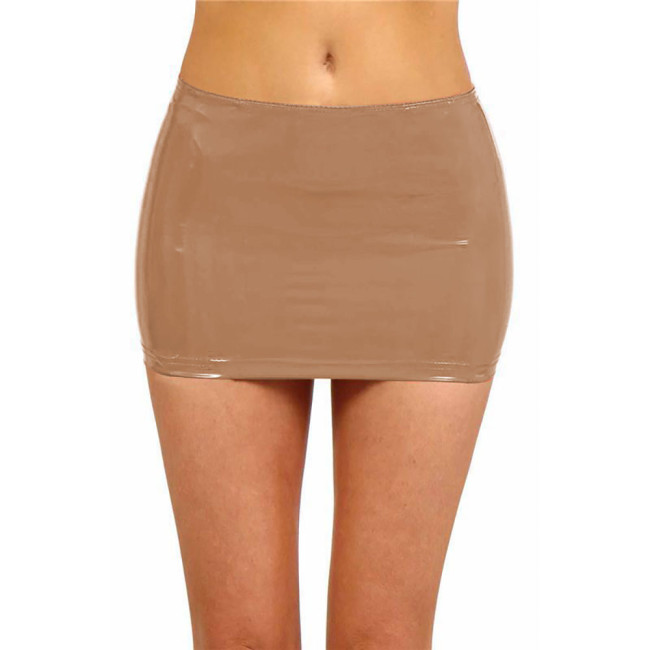 PVC Leather Sexy Costume Skinny Mini Skirts for Women Solid Color Pencil Skirt Faux Latex Bodycon Skirt With Zipper Clubwear