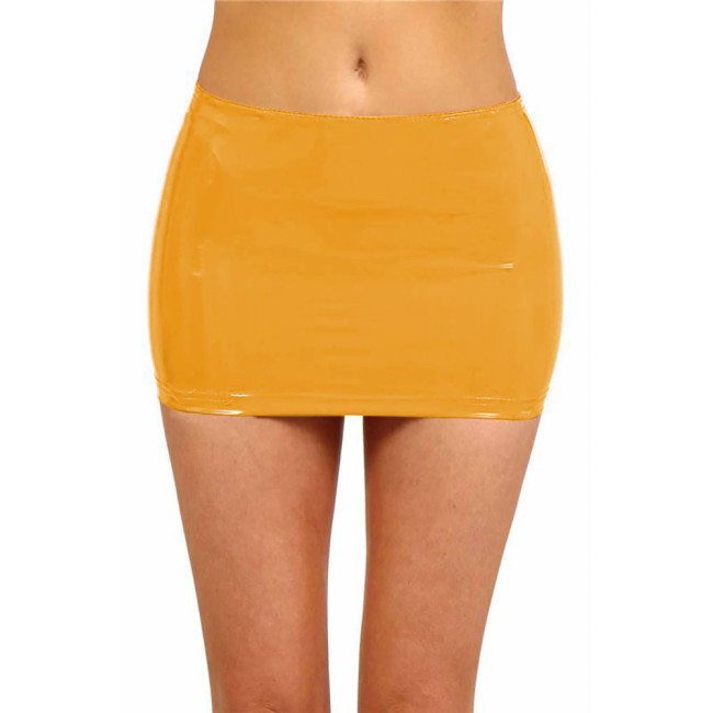 PVC Leather Sexy Costume Skinny Mini Skirts for Women Solid Color Pencil Skirt Faux Latex Bodycon Skirt With Zipper Clubwear