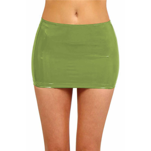 PVC Leather Sexy Costume Skinny Mini Skirts for Women Solid Color Pencil Skirt Faux Latex Bodycon Skirt With Zipper Clubwear