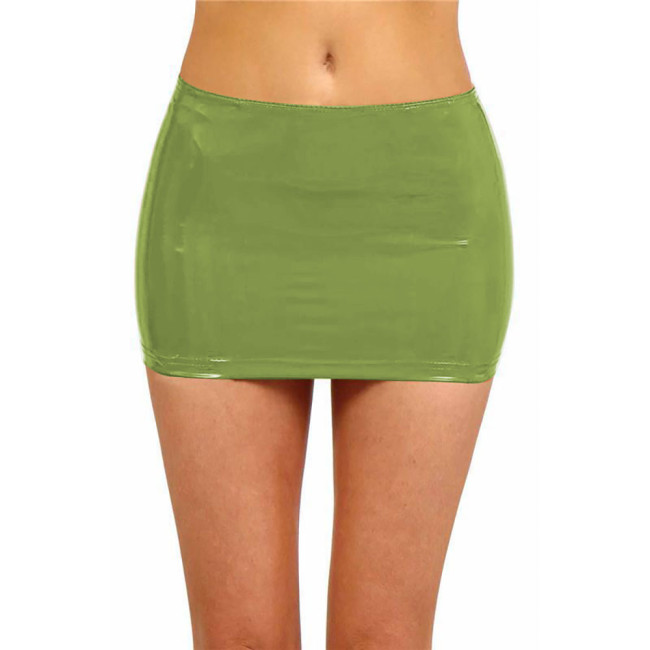 PVC Leather Sexy Costume Skinny Mini Skirts for Women Solid Color Pencil Skirt Faux Latex Bodycon Skirt With Zipper Clubwear